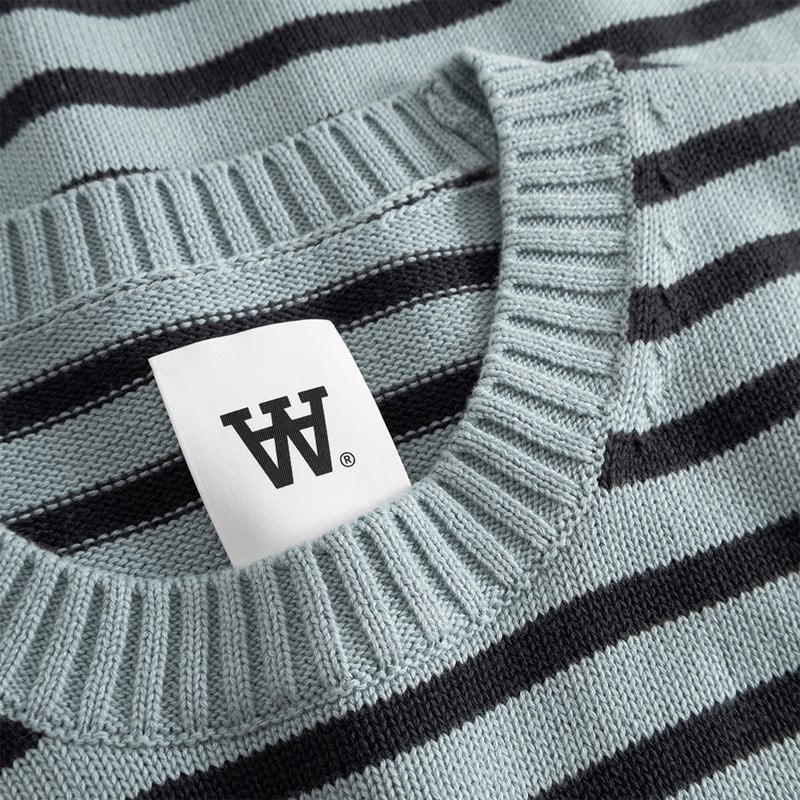 Wood Wood Mens Tay Crew Neck Jumper Slate Stripe - Image 2