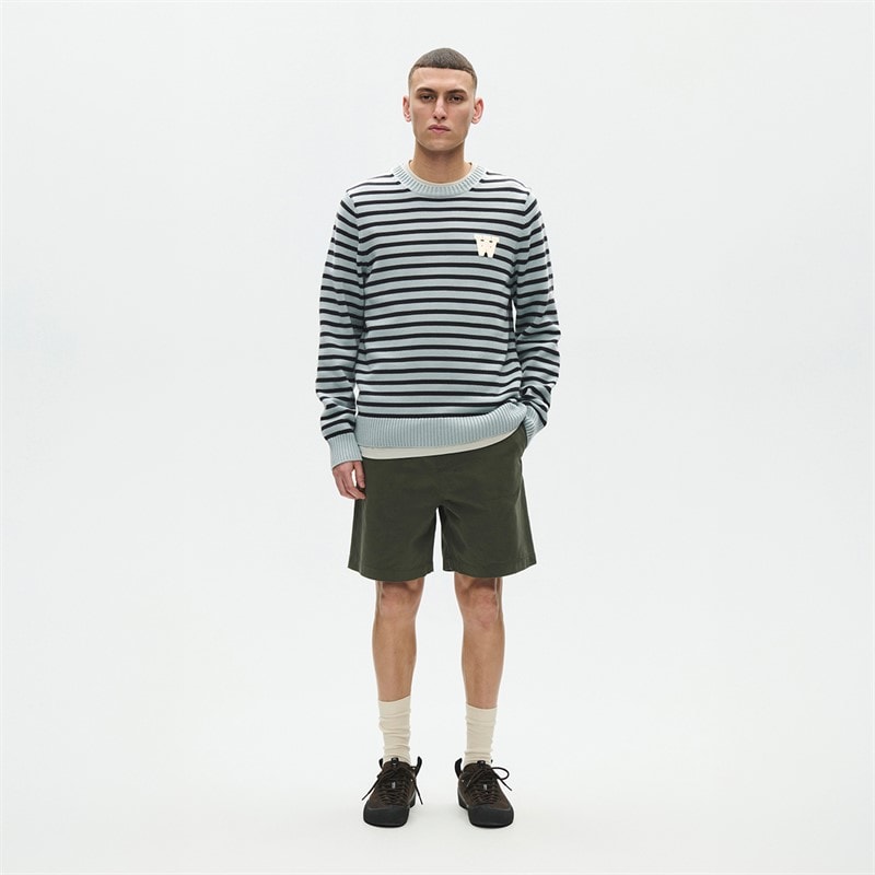 Wood Wood Mens Tay Crew Neck Jumper Slate Stripe - Image 4