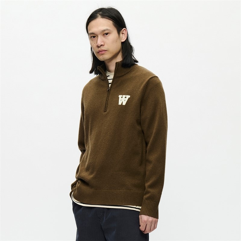 Wood Wood Mens Tay Half Zip Jumper Desert Palm