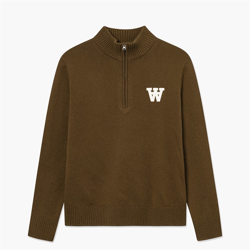 Wood Wood Mens Tay Half Zip Jumper Desert Palm - Image 3