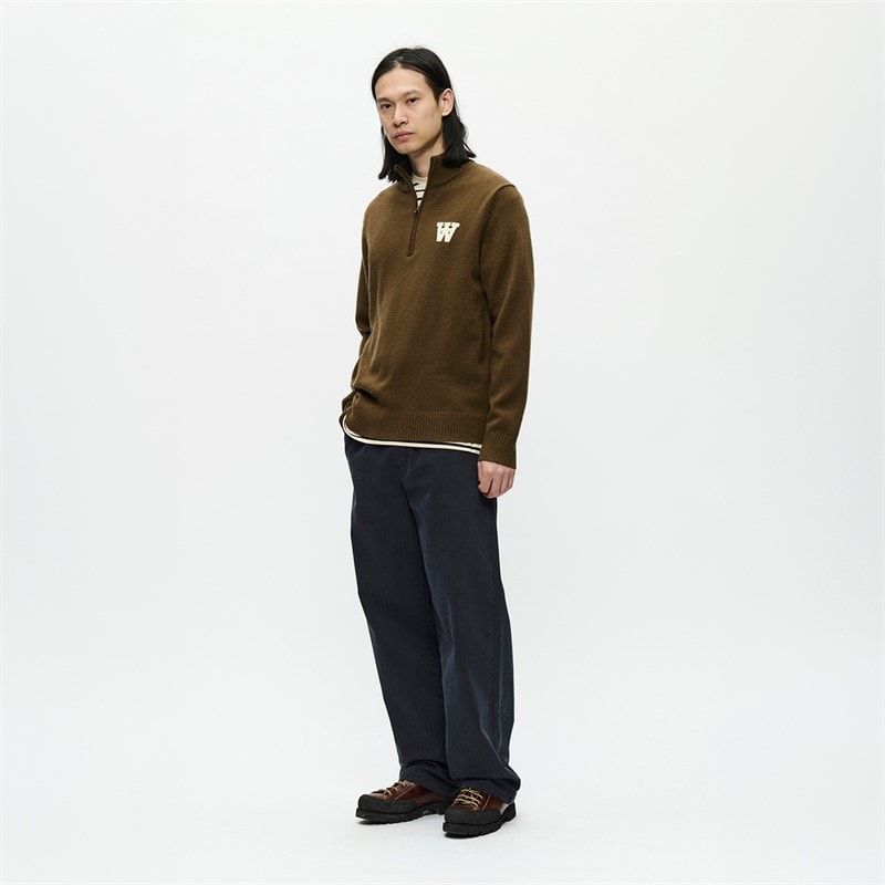 Wood Wood Mens Tay Half Zip Jumper Desert Palm - Image 4