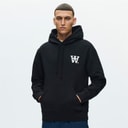 Wood Wood Mens Cass Print Hoodie Black