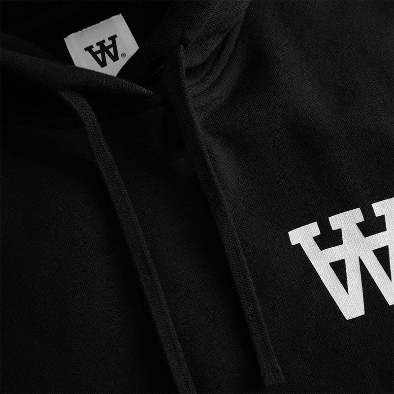Wood Wood Mens Cass Print Hoodie Black - Image 2