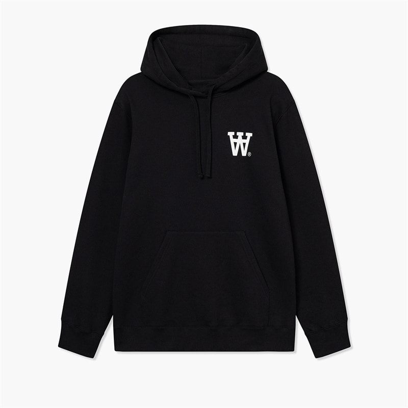 Wood Wood Mens Cass Print Hoodie Black - Image 3