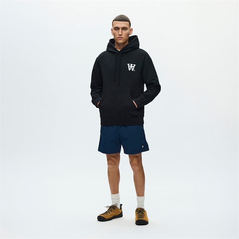 Wood Wood Mens Cass Print Hoodie Black - Image 4