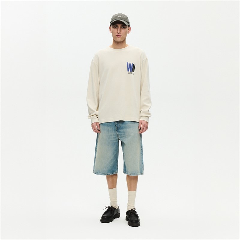 Wood Wood Mens Keisan Long Sleeve T-Shirt Silver Birch - Image 2