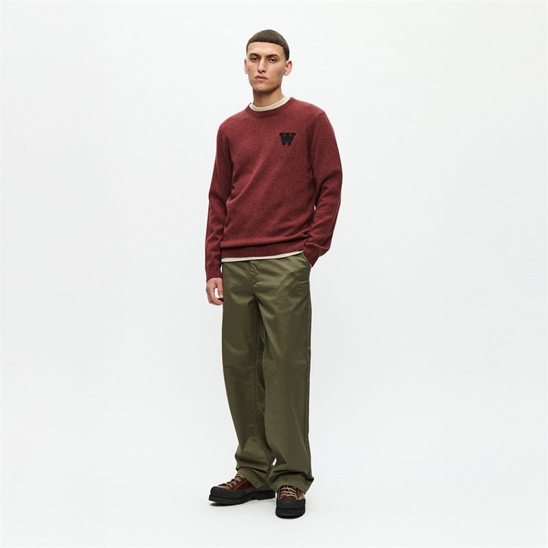 Wood Wood Mens Tay Knitted Jumper Decadent Chocolate Melange - Image 2