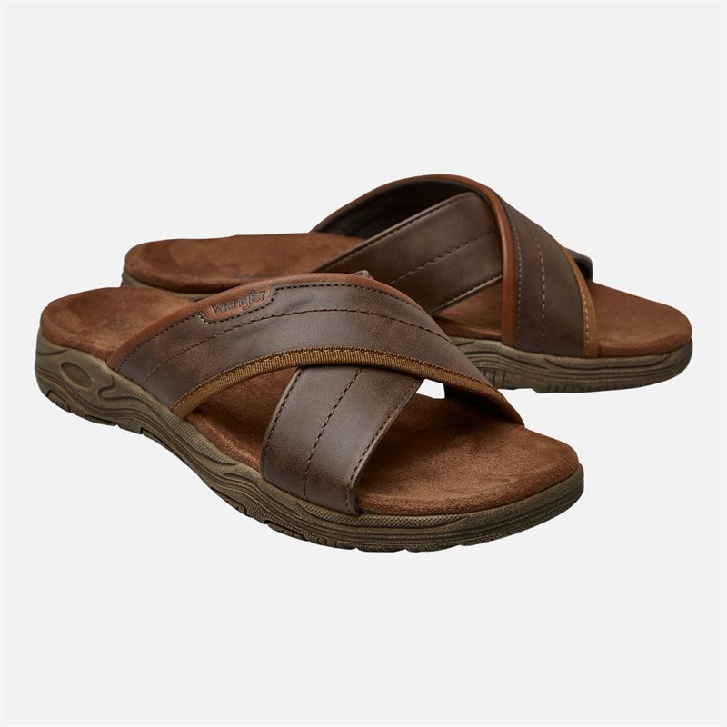 Wrangler Mens Tripp Sliders Chestnut - Image 1
