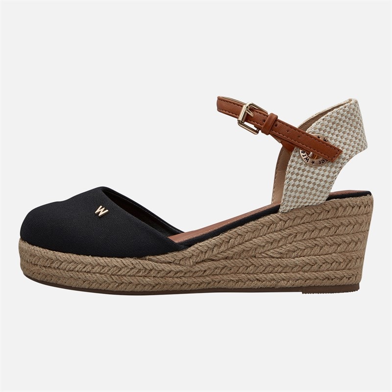 Wrangler Womens Bela Ankle Strap Wedge Sandals Black - Image 2