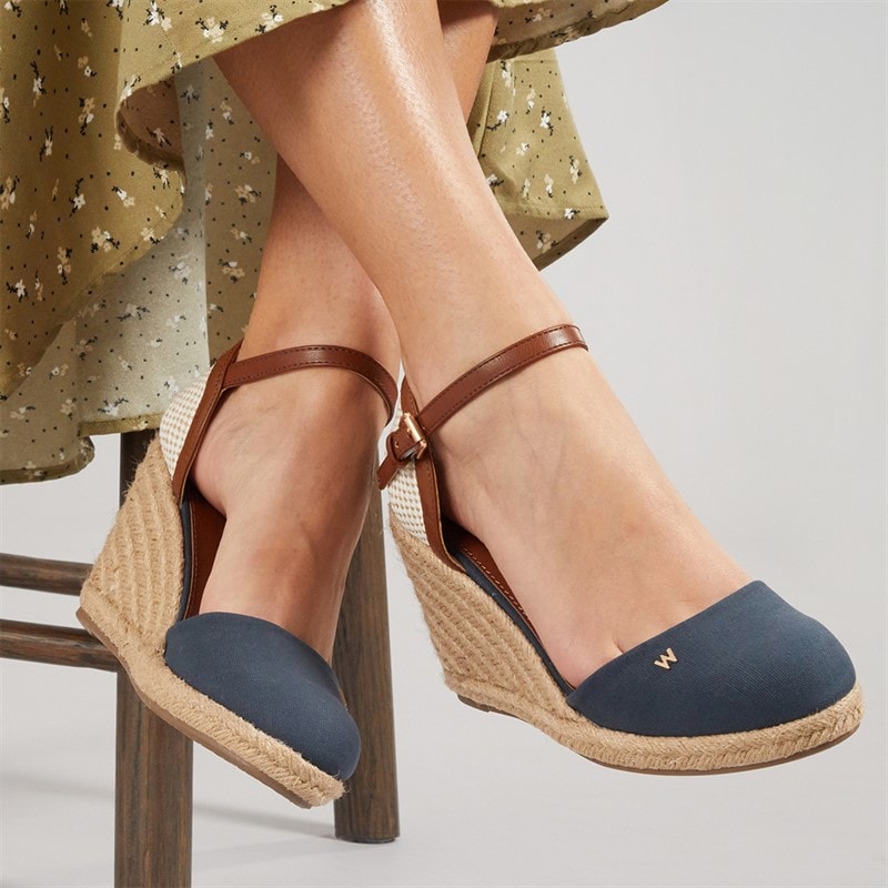 Wrangler Womens Brava Ankle Strap Wedge Sandals Dark Denim - Image 1