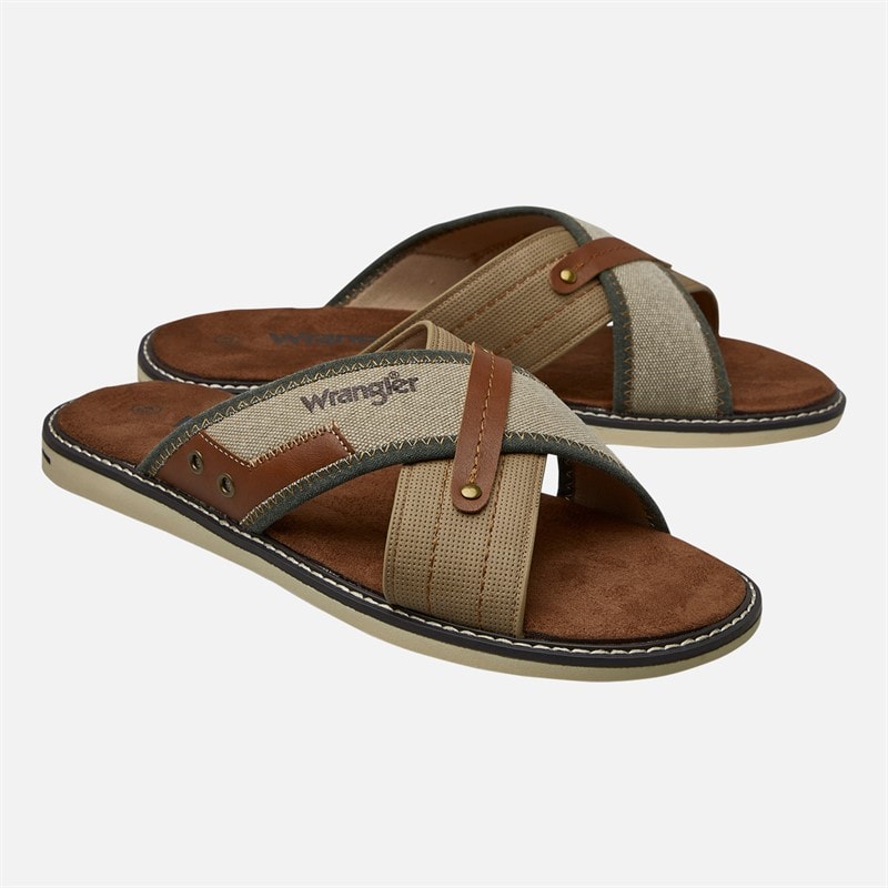 Wrangler Mens Calvin Sliders Warm Sand - Image 1