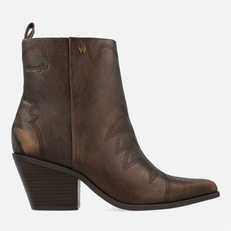 Wrangler Womens Mae Block Heel Boots Chestnut - Image 1