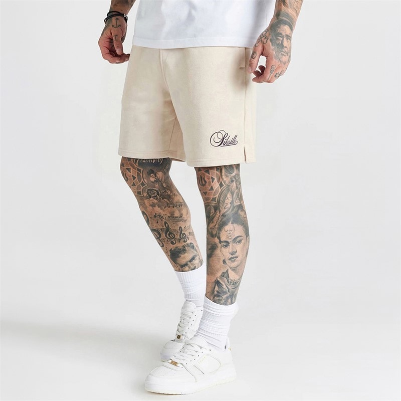 SikSilk Mens Essentials Shorts Ecru - Image 1