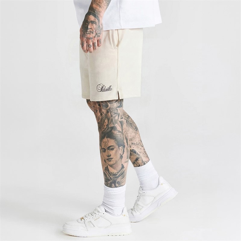 SikSilk Mens Essentials Shorts Ecru - Image 2