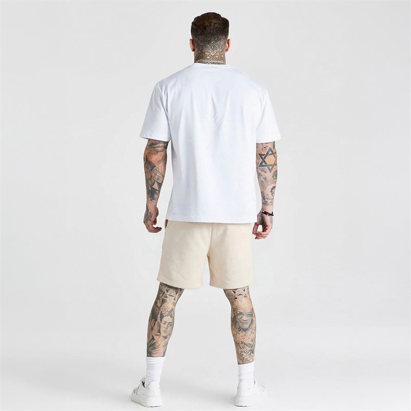 SikSilk Mens Essentials Shorts Ecru - Image 4