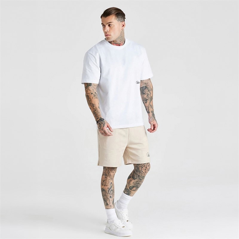 SikSilk Mens Essentials Shorts Ecru - Image 5