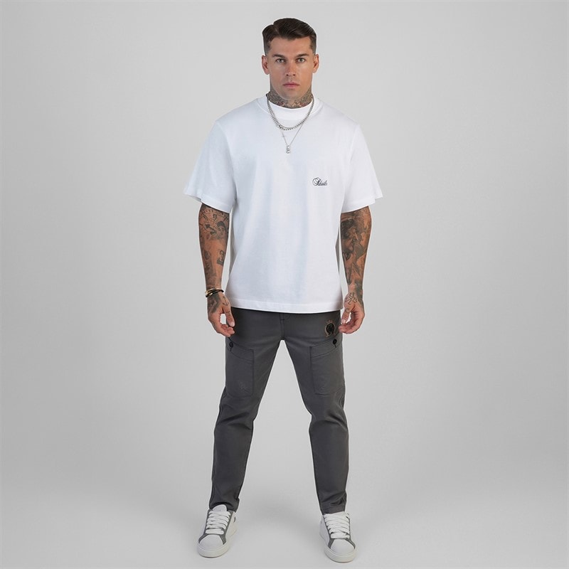 SikSilk Mens Oversized T-Shirt White - Image 3