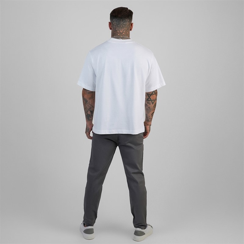 SikSilk Mens Oversized T-Shirt White - Image 4