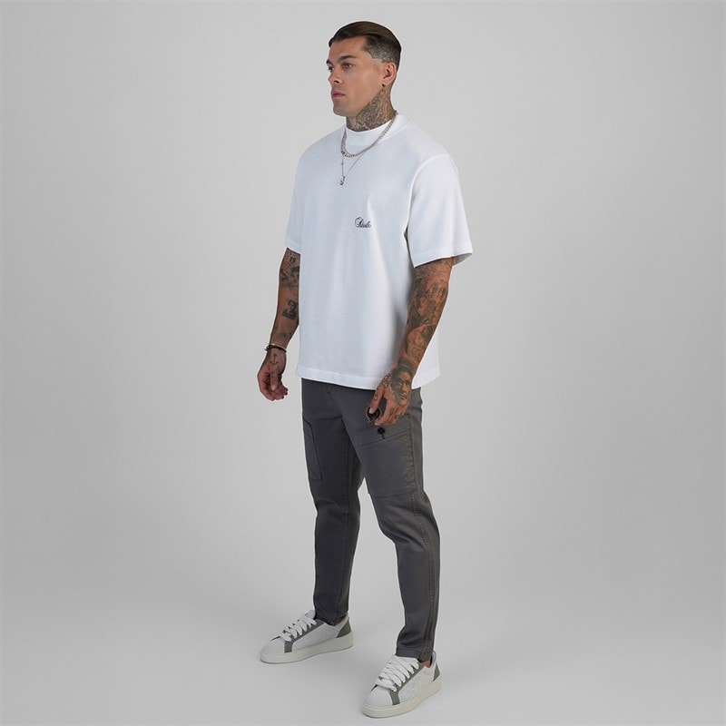 SikSilk Mens Oversized T-Shirt White - Image 5