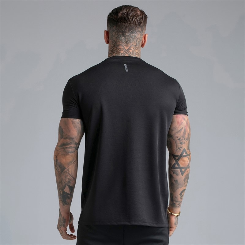 SikSilk Mens Two Pack Muscle Fit T-Shirts Black/Grey - Image 5