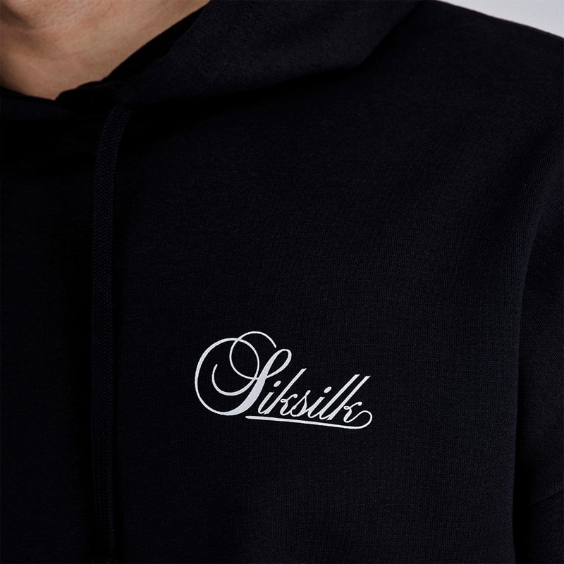 SikSilk Mens Essentials Hoodie Black - Image 2