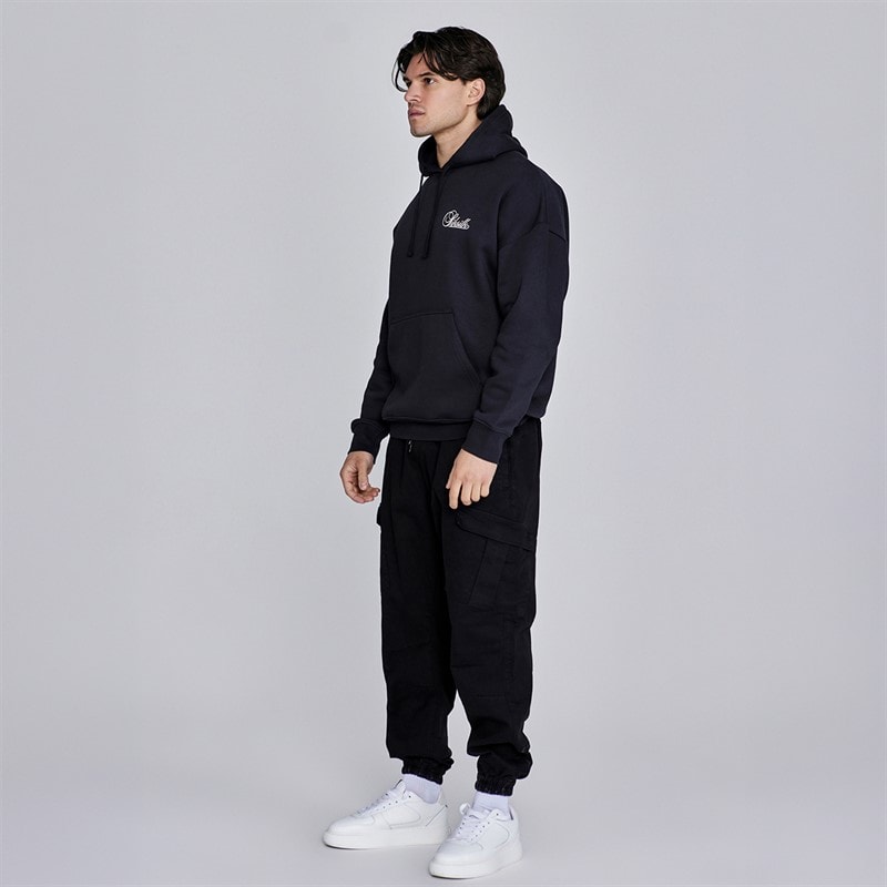 SikSilk Mens Essentials Hoodie Black - Image 4