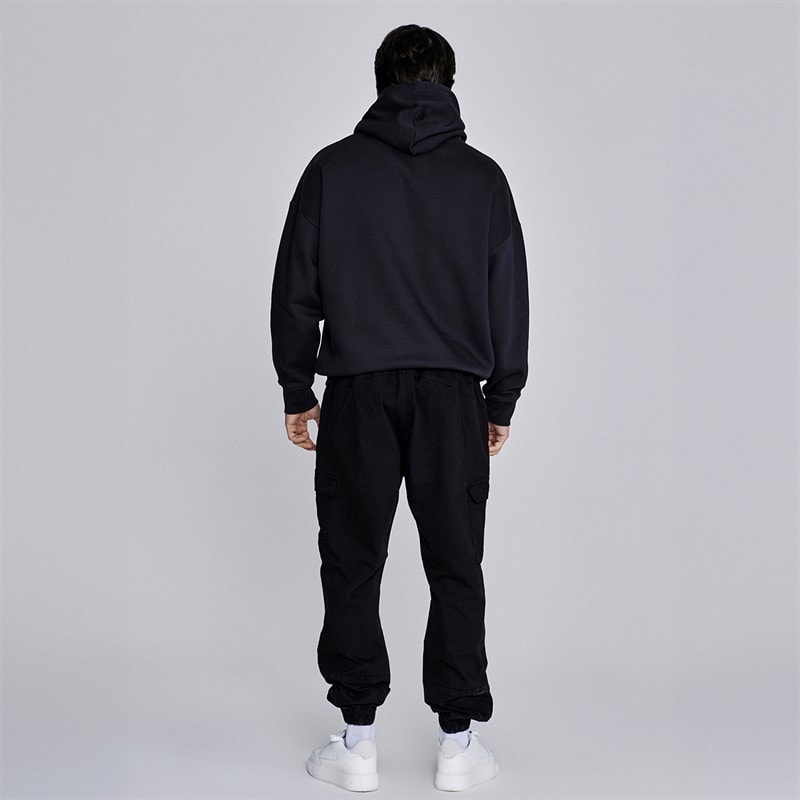 SikSilk Mens Essentials Hoodie Black - Image 5