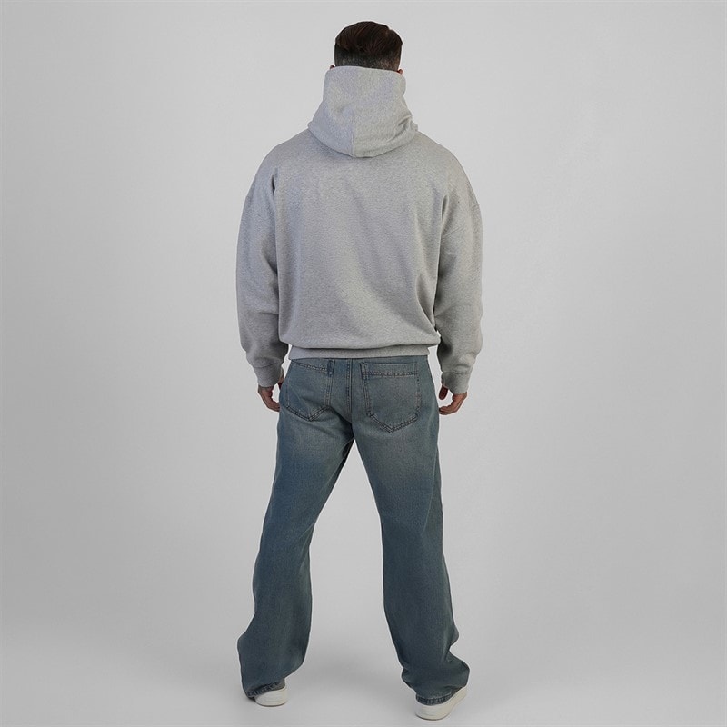 SikSilk Mens Essentials Hoodie Grey Marl - Image 5