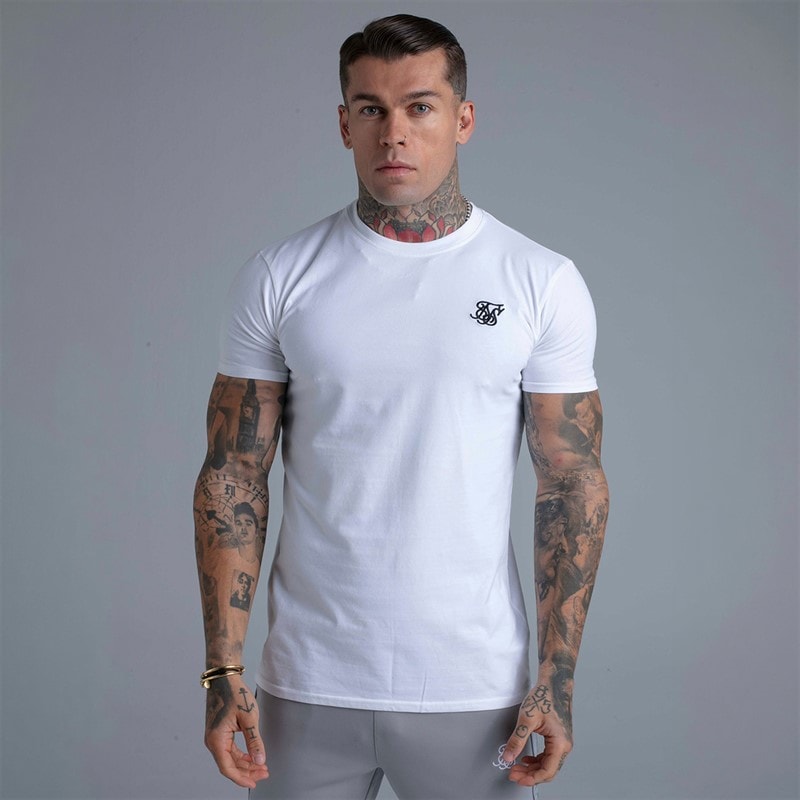 SikSilk Mens Essentials T-Shirt White - Image 1