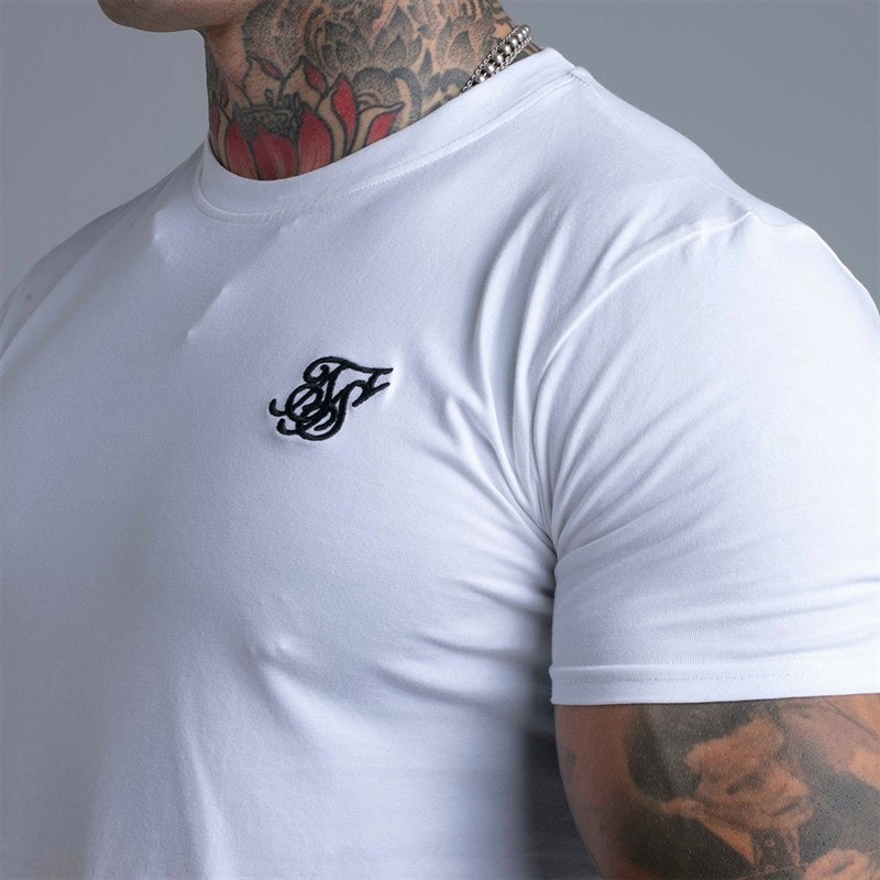SikSilk Mens Essentials T-Shirt White - Image 2