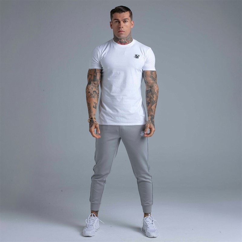 SikSilk Mens Essentials T-Shirt White - Image 5