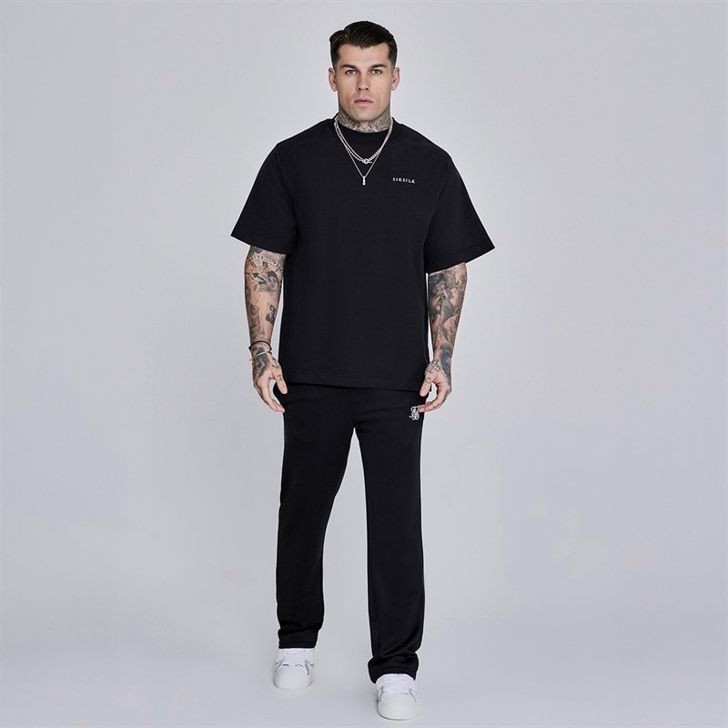 SikSilk Mens Essentials Poly Track Pants Black - Image 4