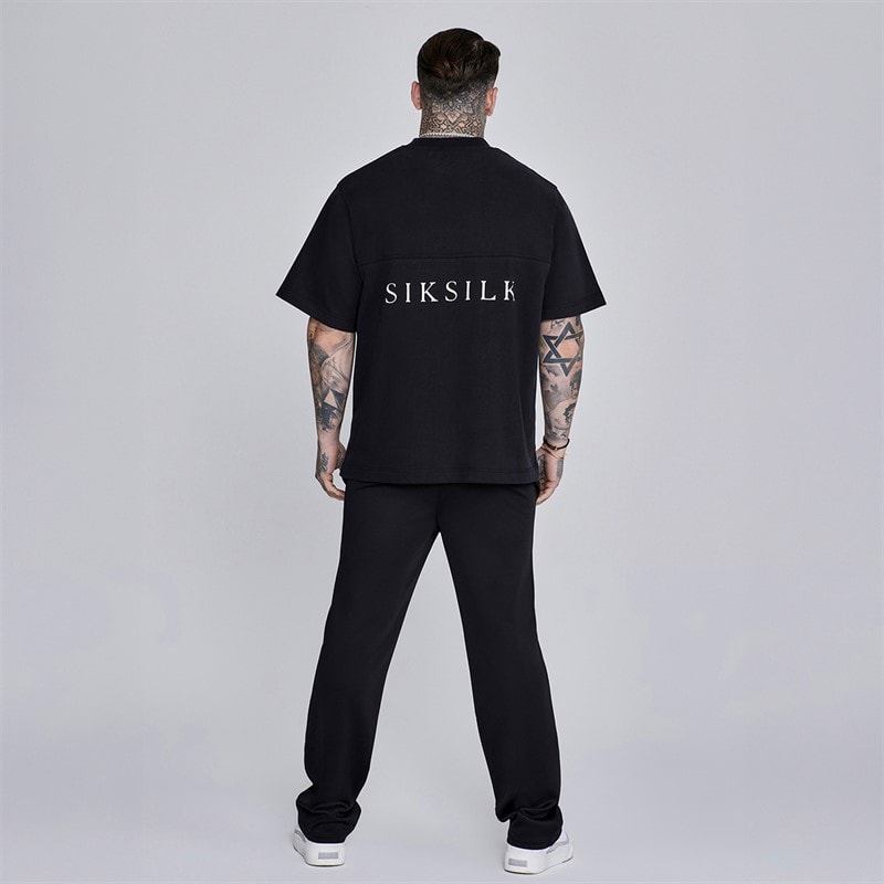 SikSilk Mens Essentials Poly Track Pants Black - Image 5