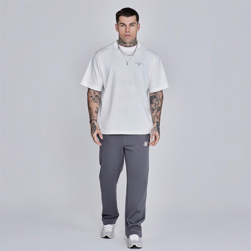 SikSilk Mens Essentials Poly Track Pants Dark Grey - Image 4