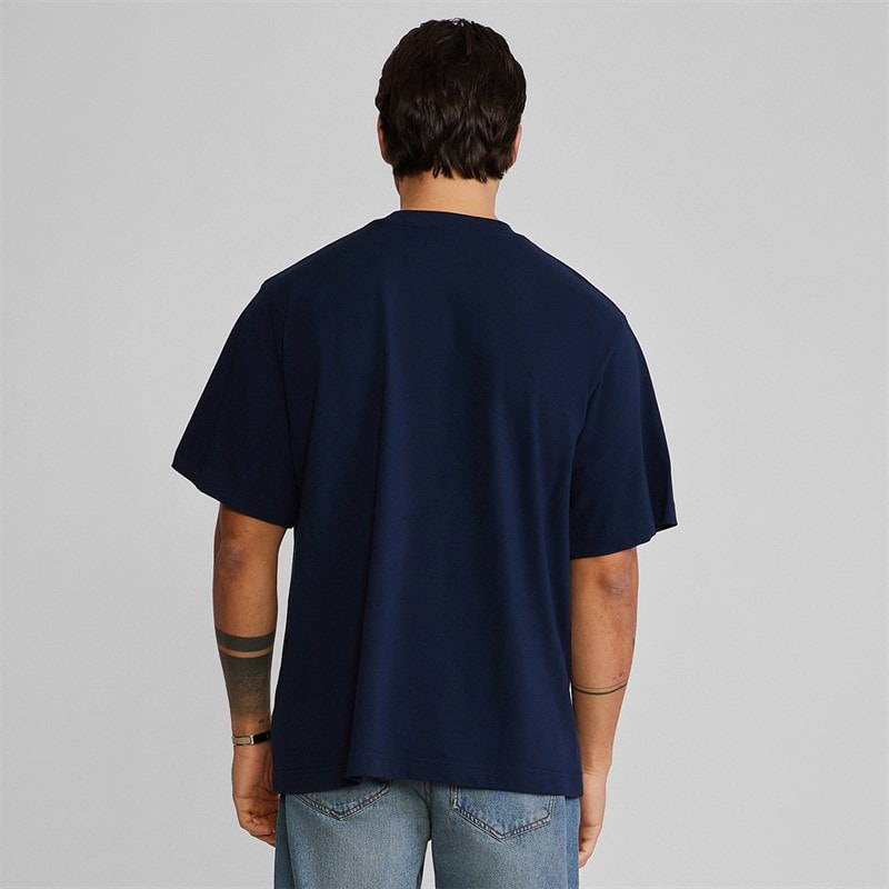 SikSilk Mens Oversized T-Shirt Navy - Image 3