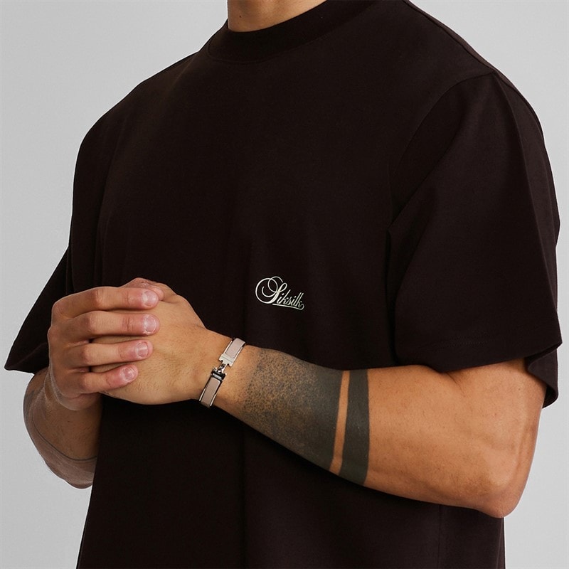 SikSilk Mens Oversized T-Shirt Brown - Image 2