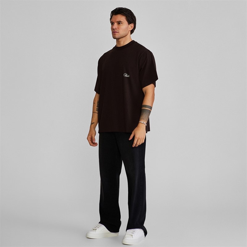 SikSilk Mens Oversized T-Shirt Brown - Image 4