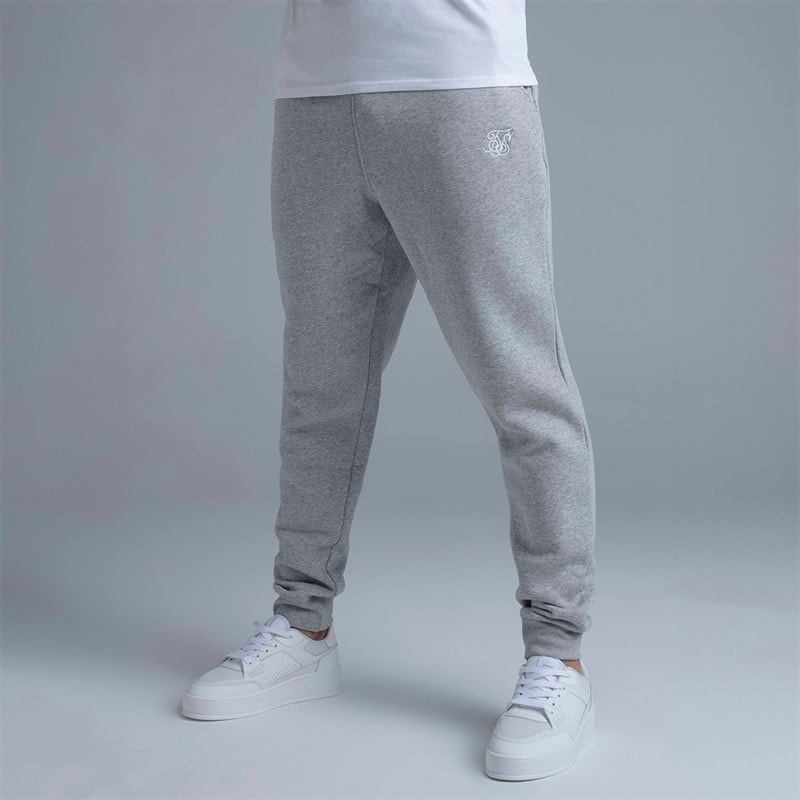 SikSilk Mens Essentials Joggers Grey Marl