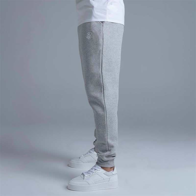 SikSilk Mens Essentials Joggers Grey Marl - Image 3