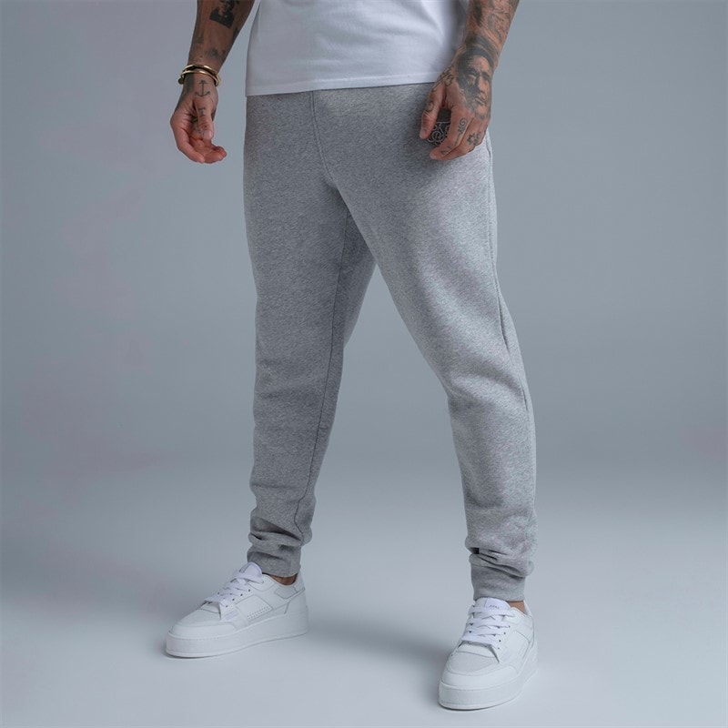 SikSilk Mens Essentials Joggers Grey Marl - Image 4