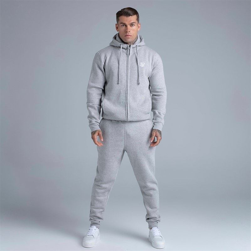 SikSilk Mens Essentials Joggers Grey Marl - Image 5