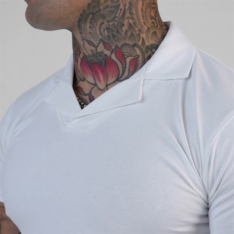 SikSilk Mens Revere Polo Shirt White - Image 2