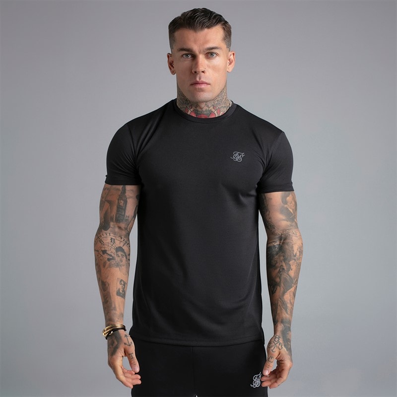 SikSilk Mens Muscle Fit T-Shirt Black - Image 1