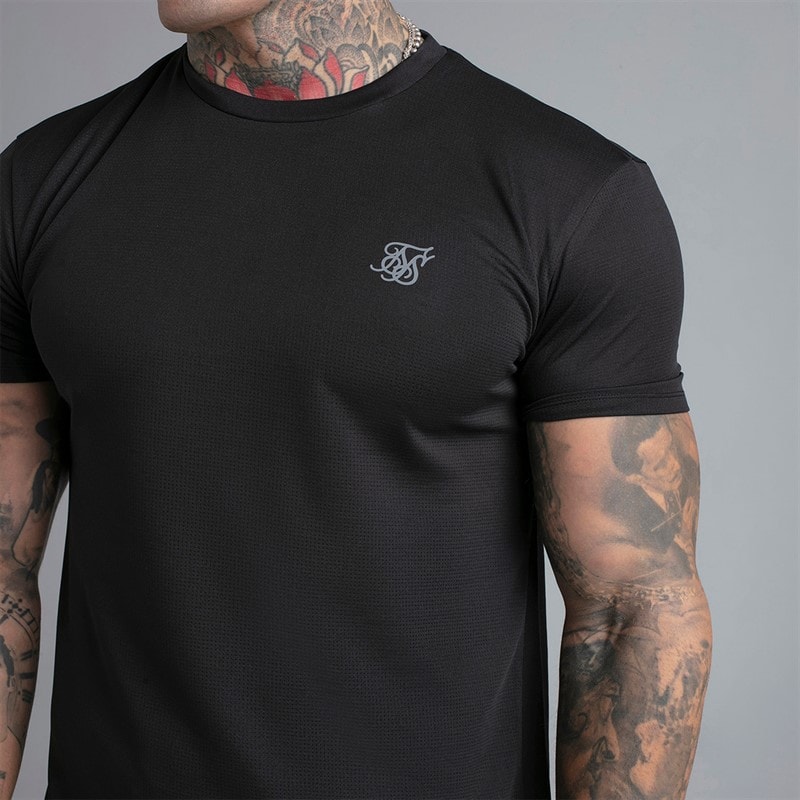 SikSilk Mens Muscle Fit T-Shirt Black - Image 2