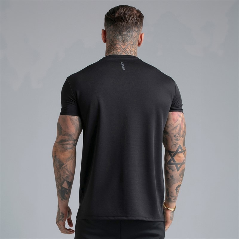 SikSilk Mens Muscle Fit T-Shirt Black - Image 3