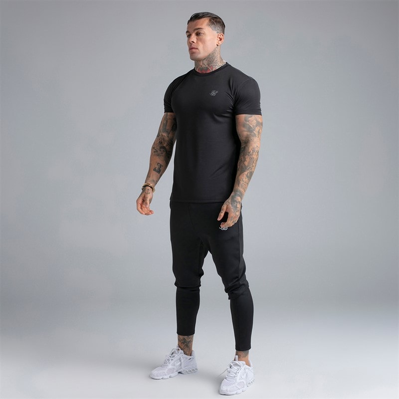 SikSilk Mens Muscle Fit T-Shirt Black - Image 4