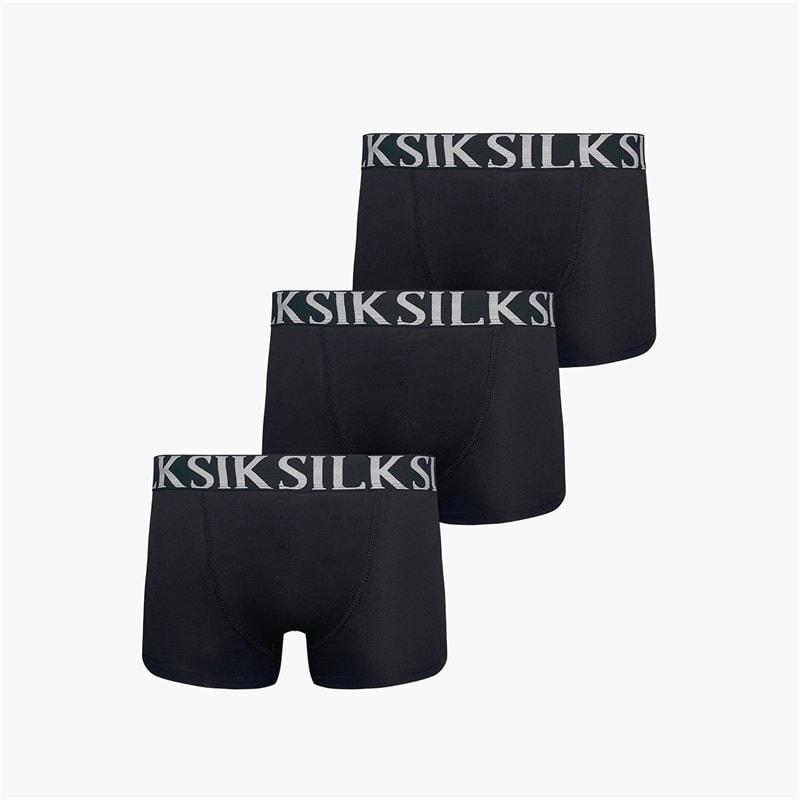 SikSilk Mens Pack Of Three Boxer Shorts Black