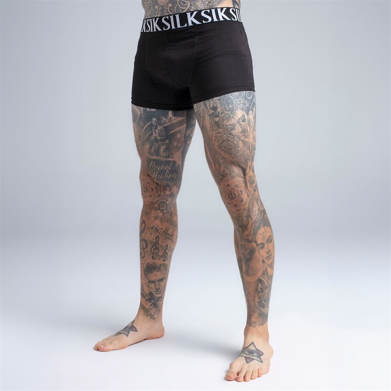 SikSilk Mens Pack Of Three Boxer Shorts Black - Image 2