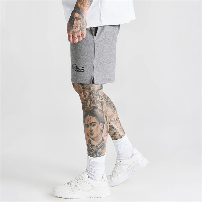 SikSilk Mens Essentials Shorts Grey Marl - Image 2