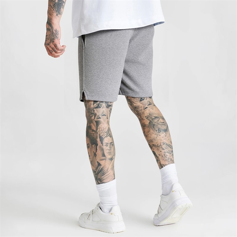 SikSilk Mens Essentials Shorts Grey Marl - Image 3